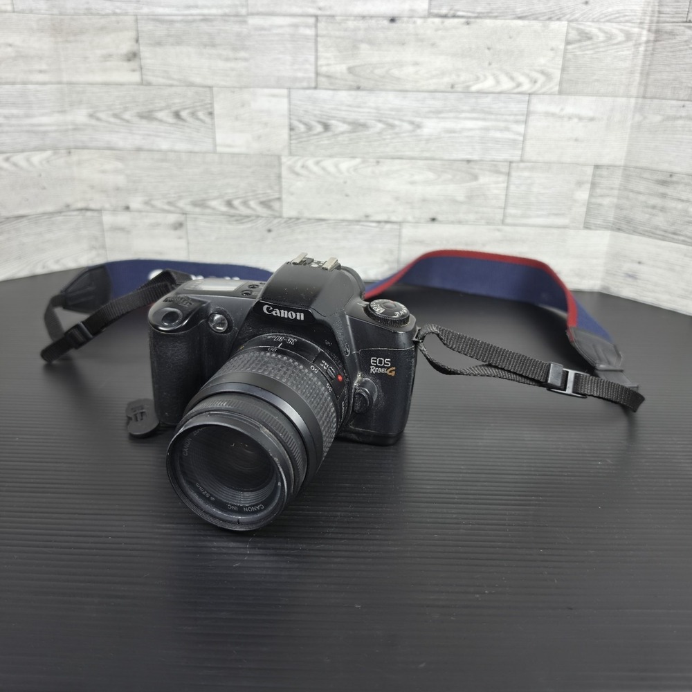 Canon EOS Rebel XS 35mm SLR, w/EF 35-80mm Zoom-Strap-Cap - Roll Film UNTESTED